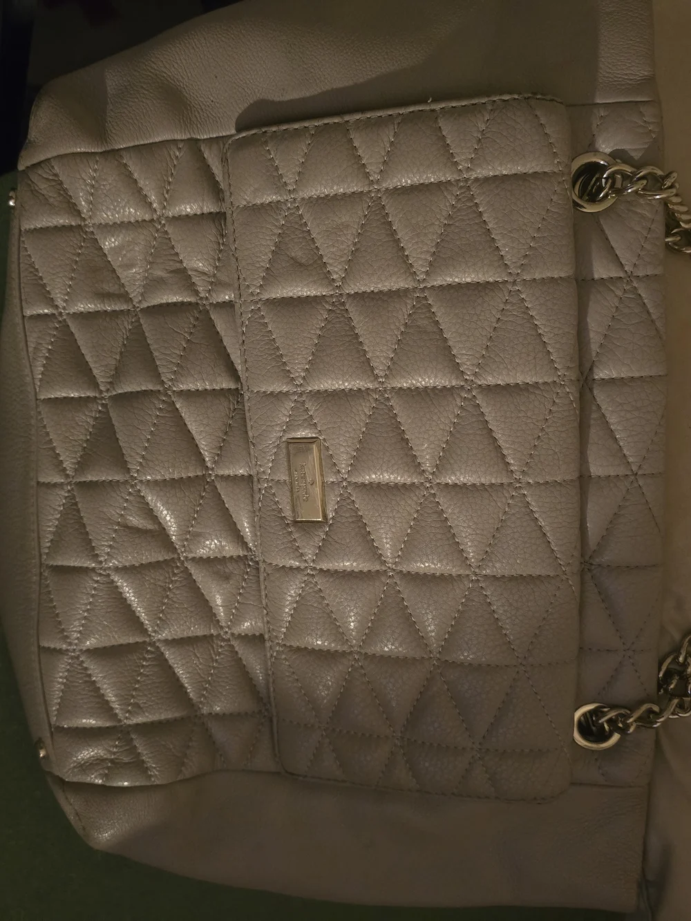 Kate Spade Quilted Taupe Leather Shoulder Bag